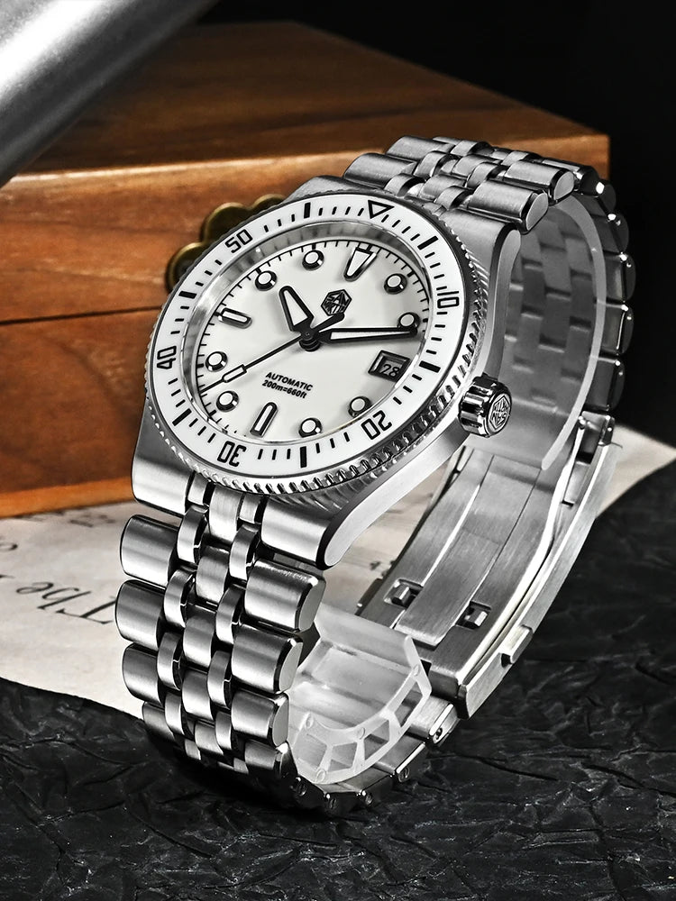 San Martin New SN0148 40mm Men's Luxury Diver Watch Miyota 9015- Enamel Dial Automatic Mechanical Wristwatch Waterproof 200m