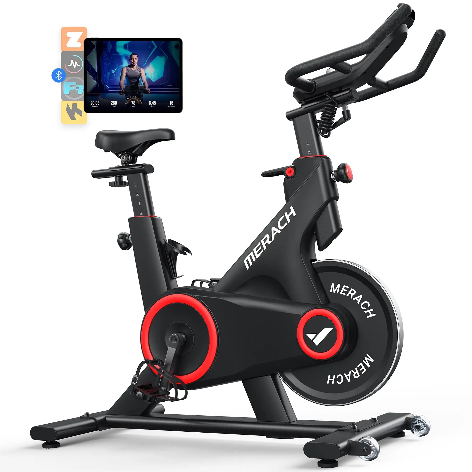 MERACH Indoor Exercise Bike with Auto Resistance Bluetooth Stationary Bike with APP Data Tracking & Tablet Holder Cycling Bike