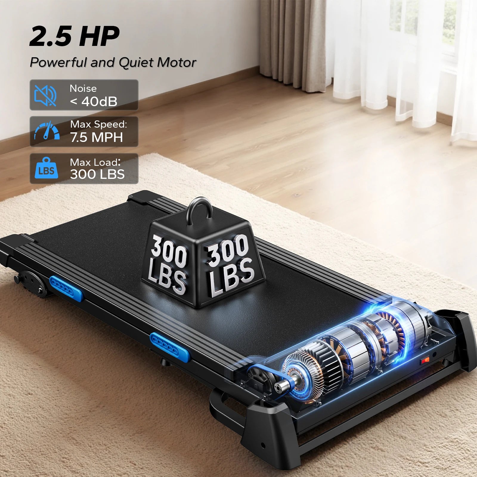 MERACH Foldable Treadmill T12 Incline Quiet Treadmills- Double Deck Technology 4 Silicone Shock Cushion Heart Rate Monitoring
