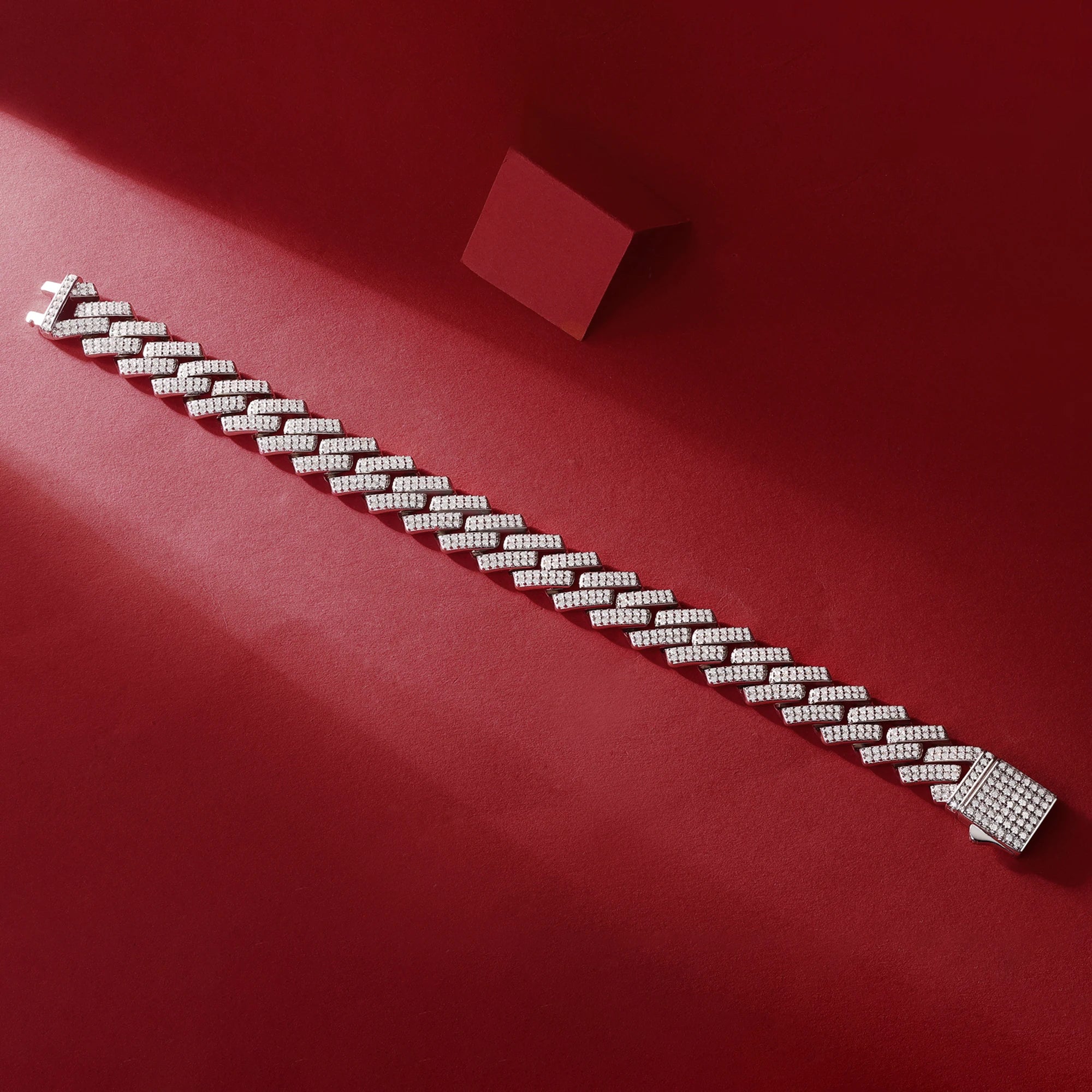 Kfvanfi Moissanite Cuban Men's Exclusive Bracelet- Hip-Hop Chain S925 Sterling Silver Plated 18K White Gold Vintage Jewelry