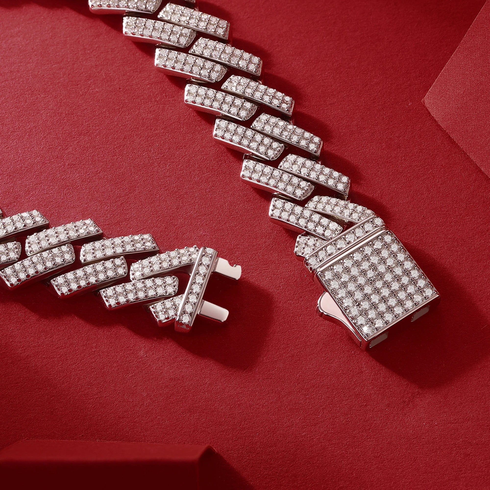 Kfvanfi Moissanite Cuban Men's Exclusive Bracelet- Hip-Hop Chain S925 Sterling Silver Plated 18K White Gold Vintage Jewelry