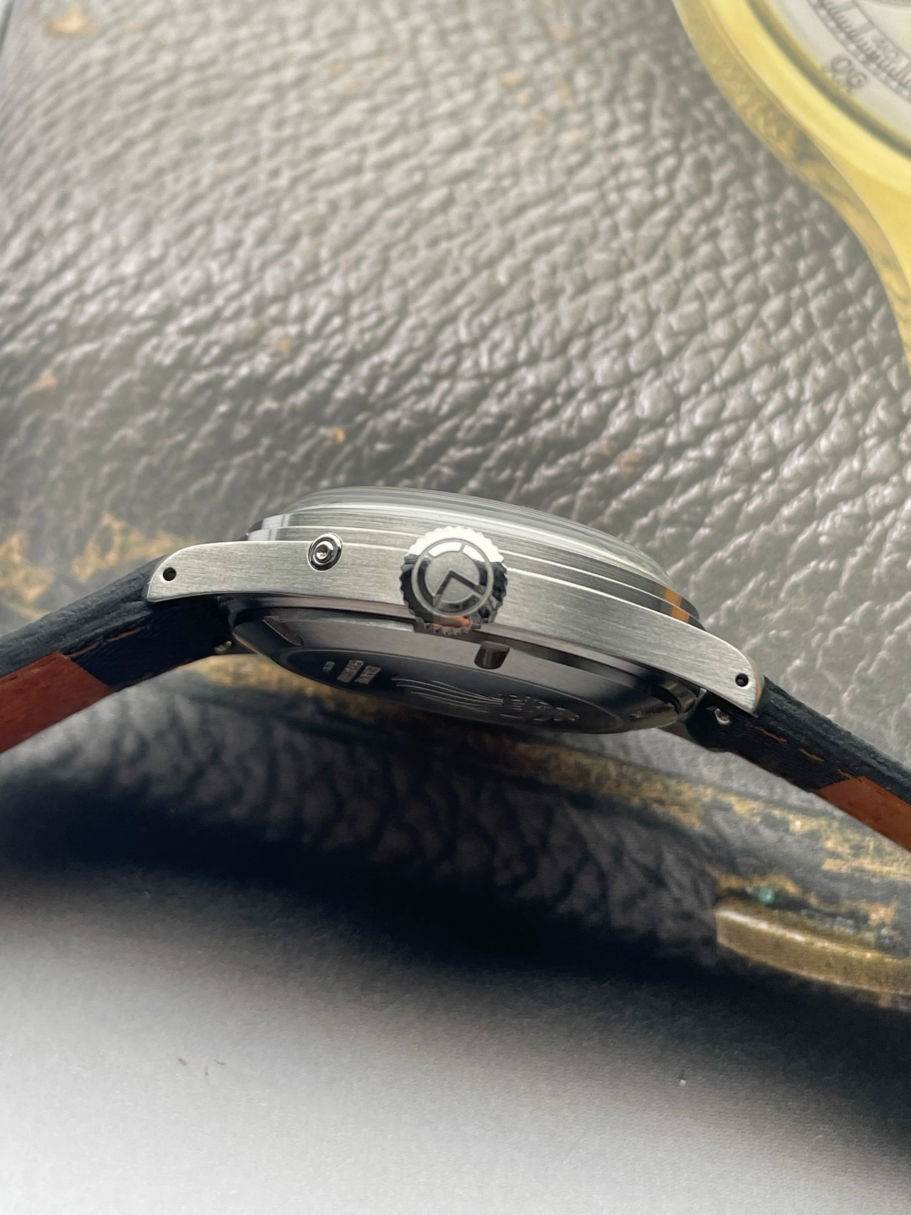 MERKUR Multi-function Calendar Flying Back Automatic Mechanical Purple Dial Retro Dress Watch Leather часы мужские наручные