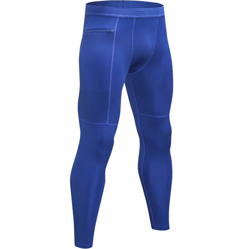 Men`s Pocket Gym Leggings Sport Pants- Workout Fitness Compression Men`s Sweatpants,  Breathable Slim Tight Pants