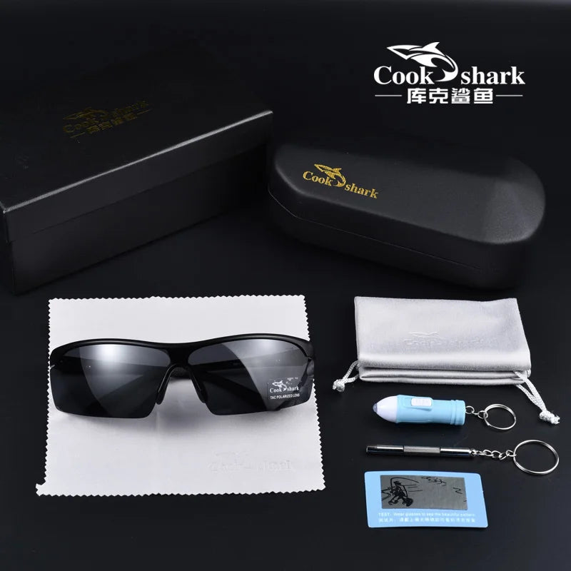 Cook Shark Polarizing Men's Driving Sunglasses with Special Trend Color Adjustment