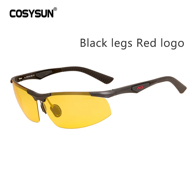 Cosysun Night Vision Driving Glasses -Men`s Night Driver Goggle Sunglasses for Night Vision with Lens Aluminum Alloy.