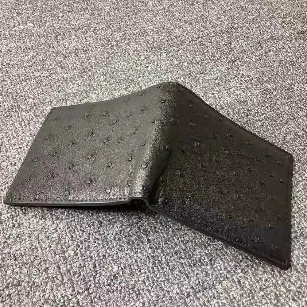 Anos Skin Real Genuine Ostrich Skin Men`s Wallet Purse Short Size Case, Bank Credit Card holder and Money Case Wallet -High End Quality