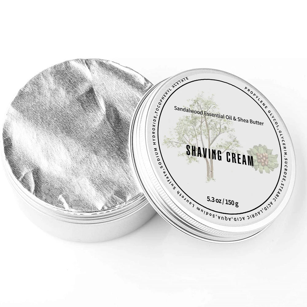 New 5.3OZ 150g Wet Lathering Shaving Body Sensitive Skin Cream for Men with Sandalwood Shea Nut Essential Oil