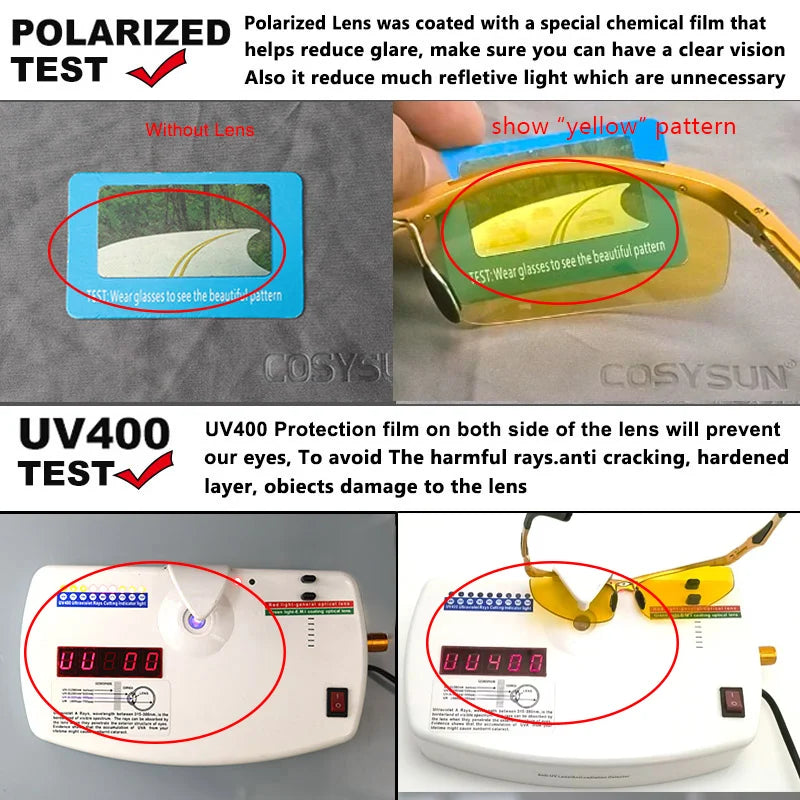 Cosysun Night Vision Driving Glasses -Men`s Night Driver Goggle Sunglasses for Night Vision with Lens Aluminum Alloy.