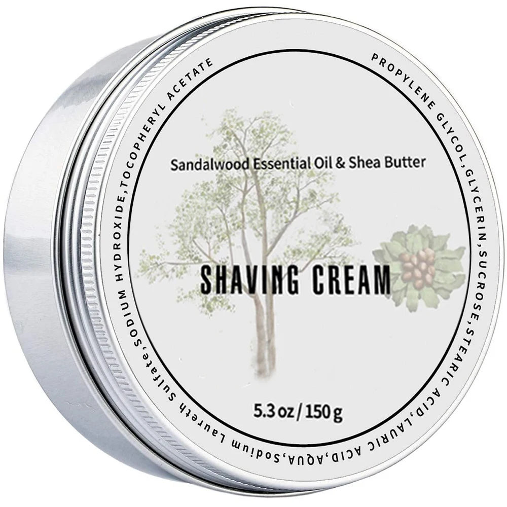 New 5.3OZ 150g Wet Lathering Shaving Body Sensitive Skin Cream for Men with Sandalwood Shea Nut Essential Oil