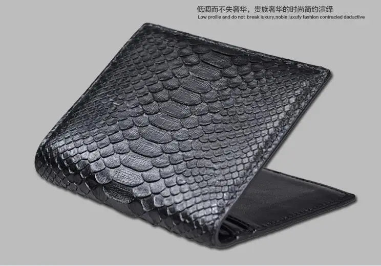 100% Genuine Python Skin Leather Wallet and Purse Snake Leather Skin Bank Card Holder Case,  Black Color and  free shipping.
