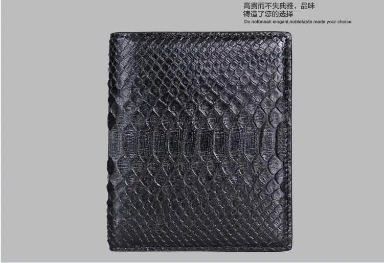 100% Genuine Python Skin Leather Wallet and Purse Snake Leather Skin Bank Card Holder Case,  Black Color and  free shipping.