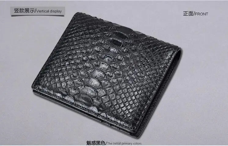 100% Genuine Python Skin Leather Wallet and Purse Snake Leather Skin Bank Card Holder Case,  Black Color and  free shipping.