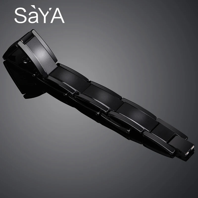 12mm Width Black Plating Tungsten Carbide Bracelet for Men- Jewelry Matte Finished Inlay Magnetic Stone, Customized