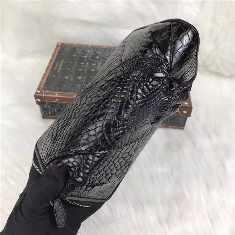 Exotic Genuine Alligator Paw Skin Men's Black Long Wallet- Authentic Real Crocodile Leather Large Card Purse Male Clutch Bag