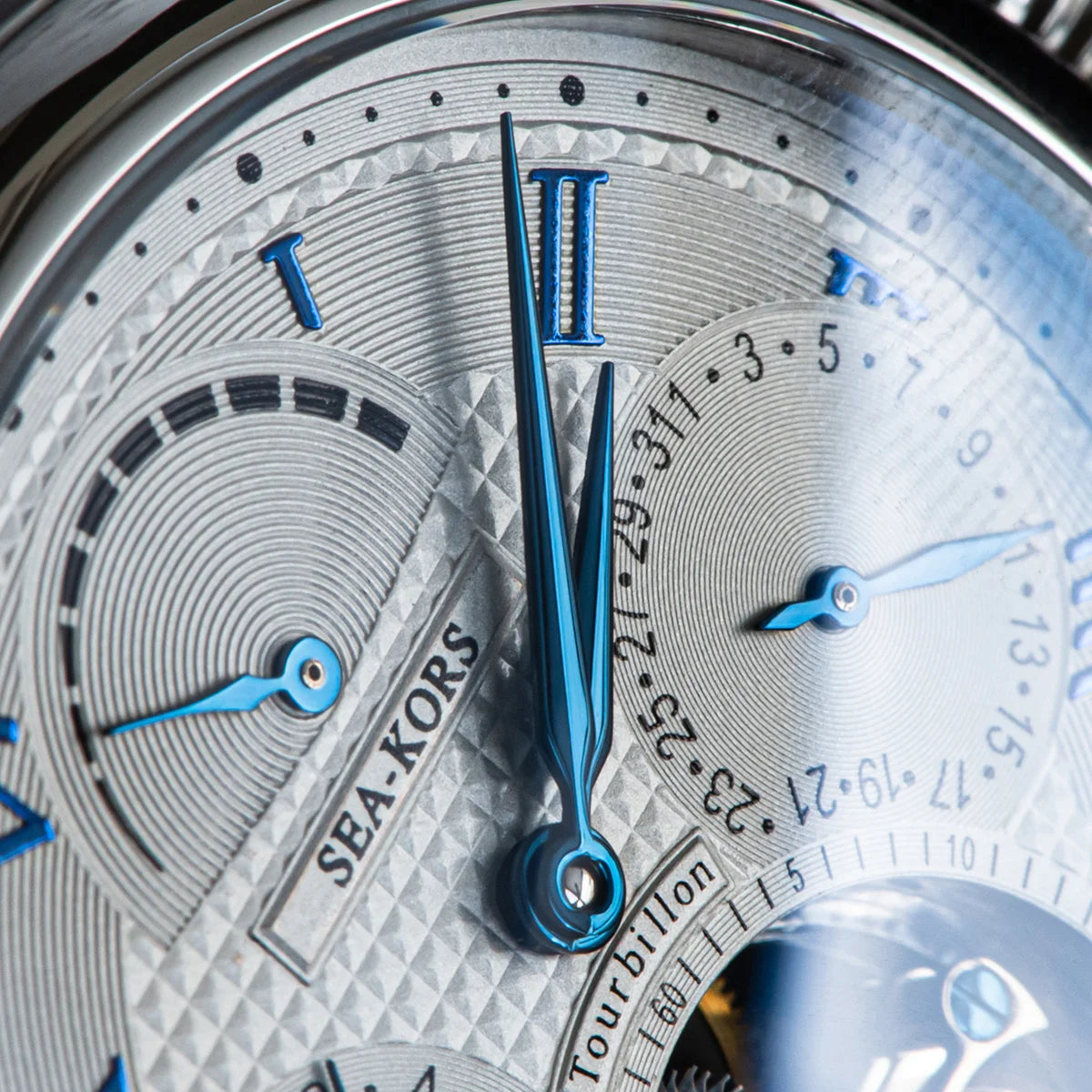 Sugess Seakors Men`s Tourbillon Watch Original ST8007 Movement Skeleton Dial Moonphase Wristwatch 316L Case Sapphire Romen Luxury