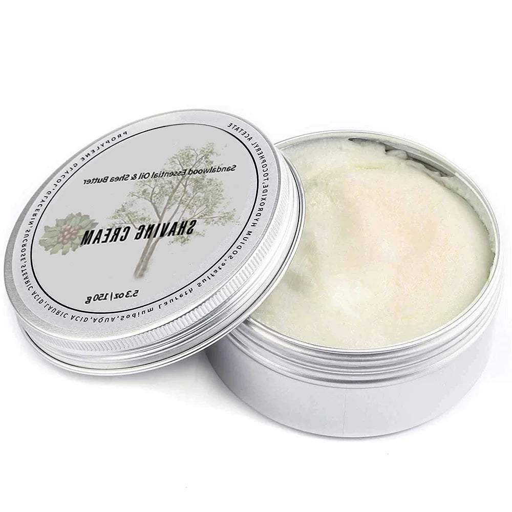 New 5.3OZ 150g Wet Lathering Shaving Body Sensitive Skin Cream for Men with Sandalwood Shea Nut Essential Oil