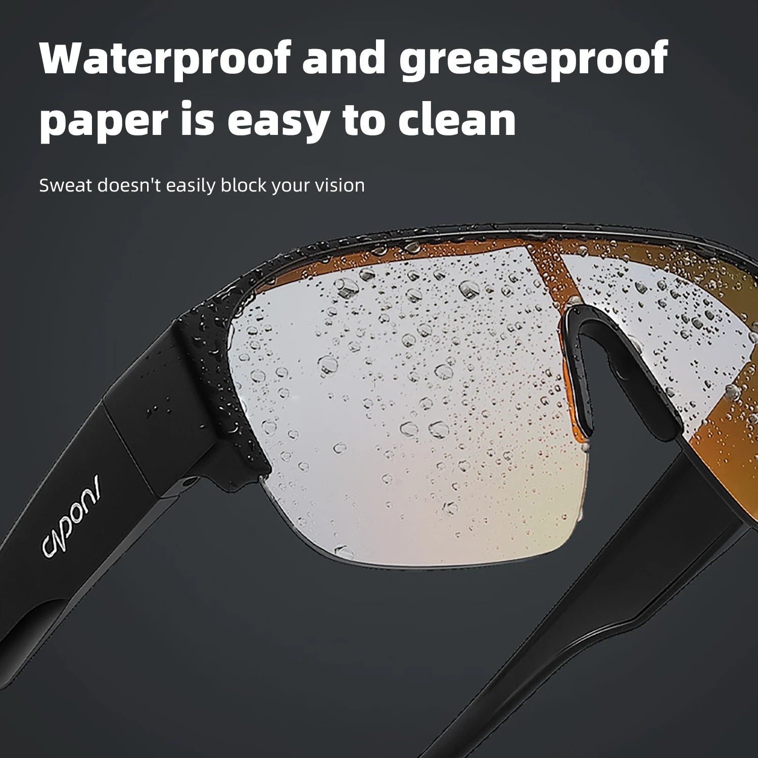 CAPONI Sports Men`s Fit Over Sunglasses- High Quality Outdoor Photochromic Sun Glasses Anti Glare UV400 Protection Shade BS34725