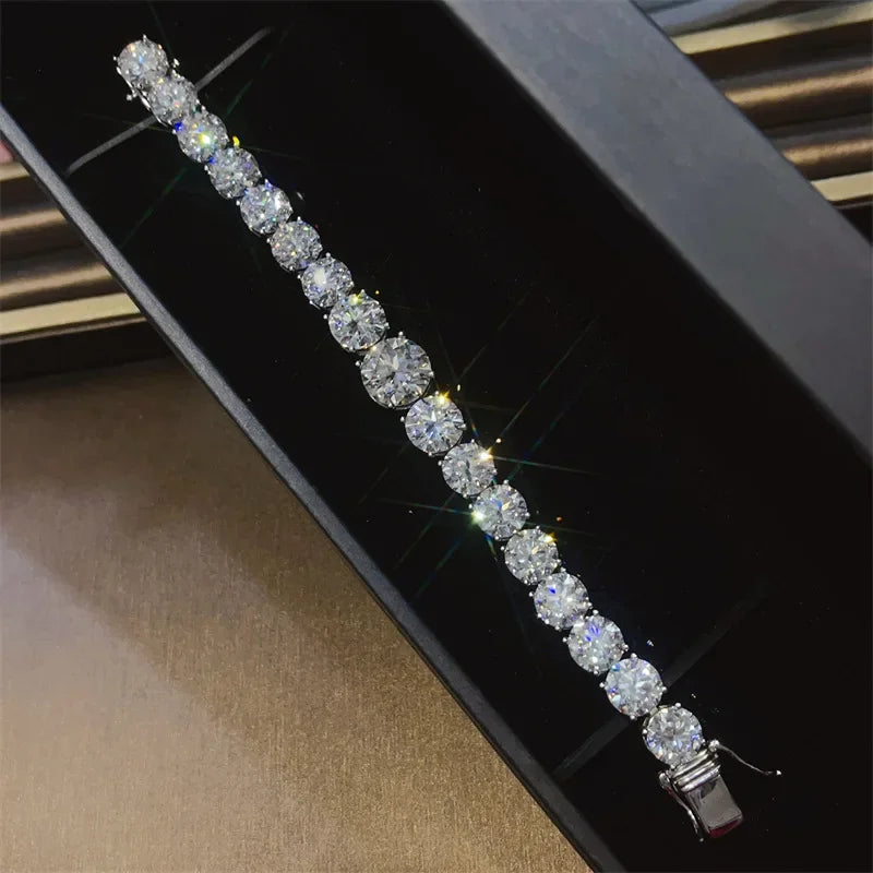 Smyoue 5CT Gradient Moissanite Tennis Bracelets Unisex- Full Diamond Luxury Big-Stone Chain Sterling Silver 925 Jewelry