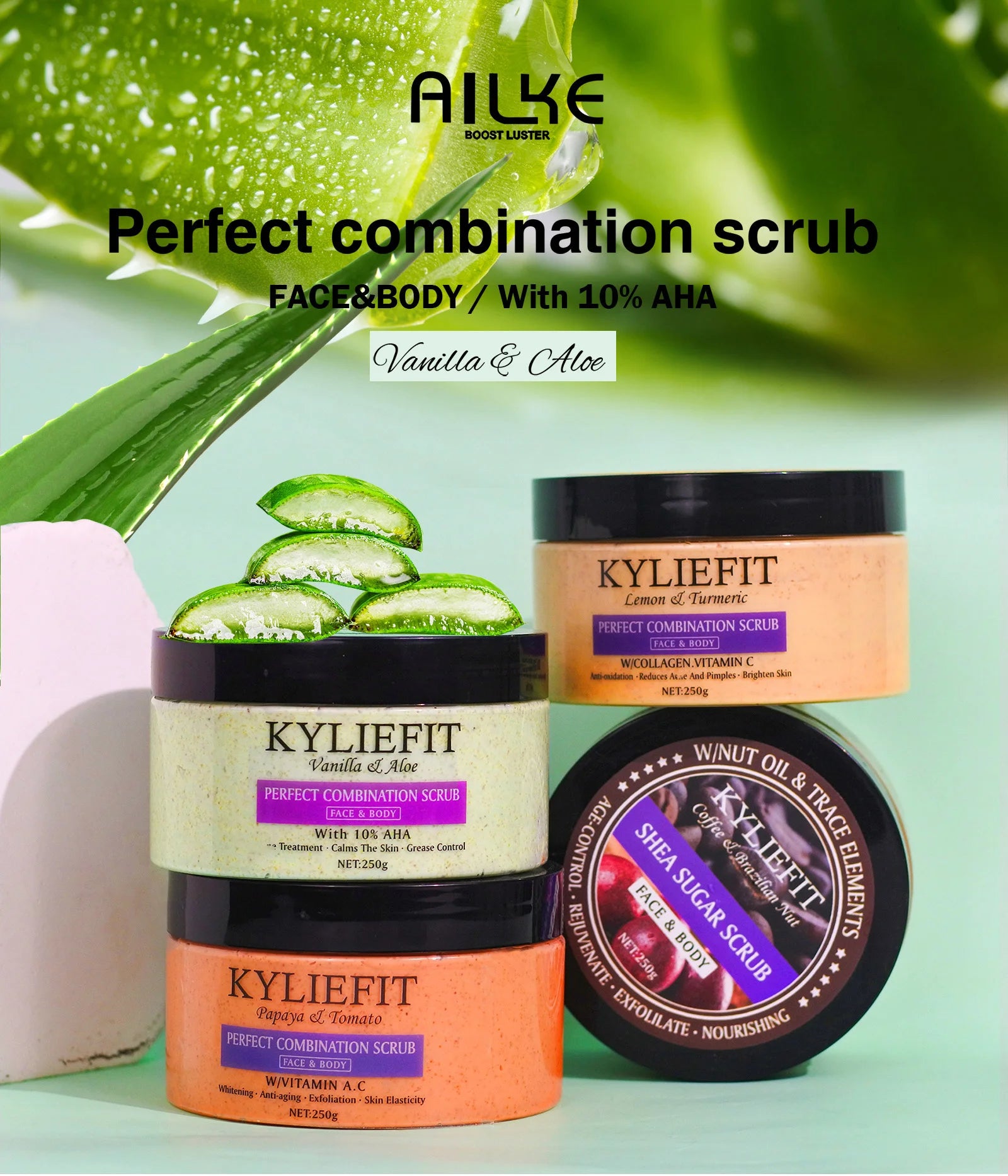 Kyliefit Perfect Combination Face & Body Scrub, Lightening, Moisturizing, Improves Dull Skin, Exfoliate, Clean Skin, Even Skin Tone