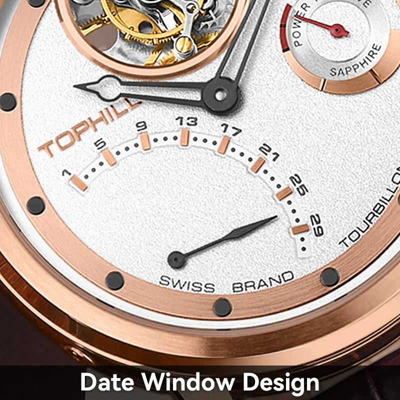 TOPHILL Tourbillon Watch for Men- Automatic Movement Men`s Luxury Waterproof Sapphire Glass Lens Watch