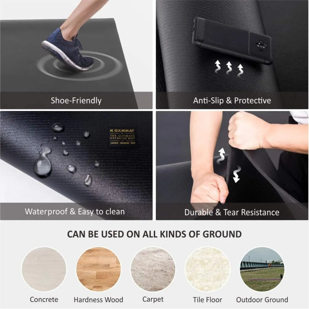 XMSJ Gym Mat- Extra Large Exercise Mat 16'x6'/12'x6'/10'x6'/8'x6'(7mm), Extra Wide Workout Mats for Home Gym Flooring, Non-Slip Thick and Durable.