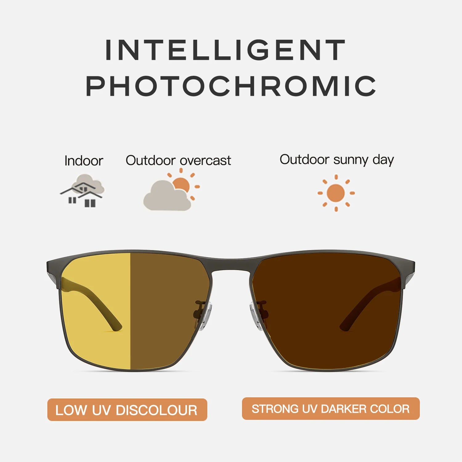 CAPONI Men’s Sunglasses Carbon Fiber Original Brand Design Yellow Glasses -Square Night Vision Sun Glasses For Driving BSYS28964