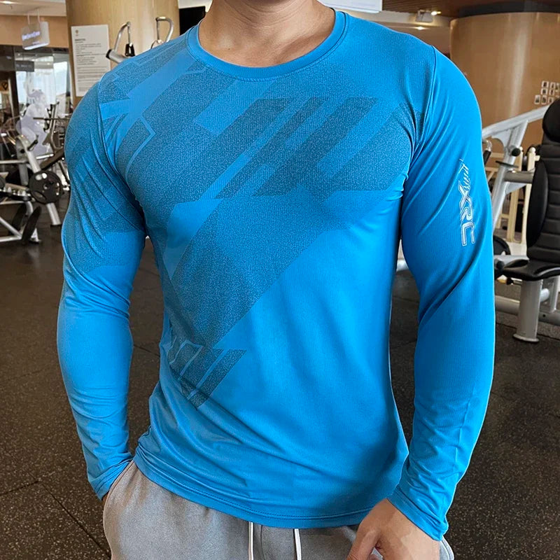 Shedao High Quality Running Sport Shirt- Men Fitness Compression Long Sleeve Upper Clothing Crew Neck Sweatshirt with Rash Guard Wicking