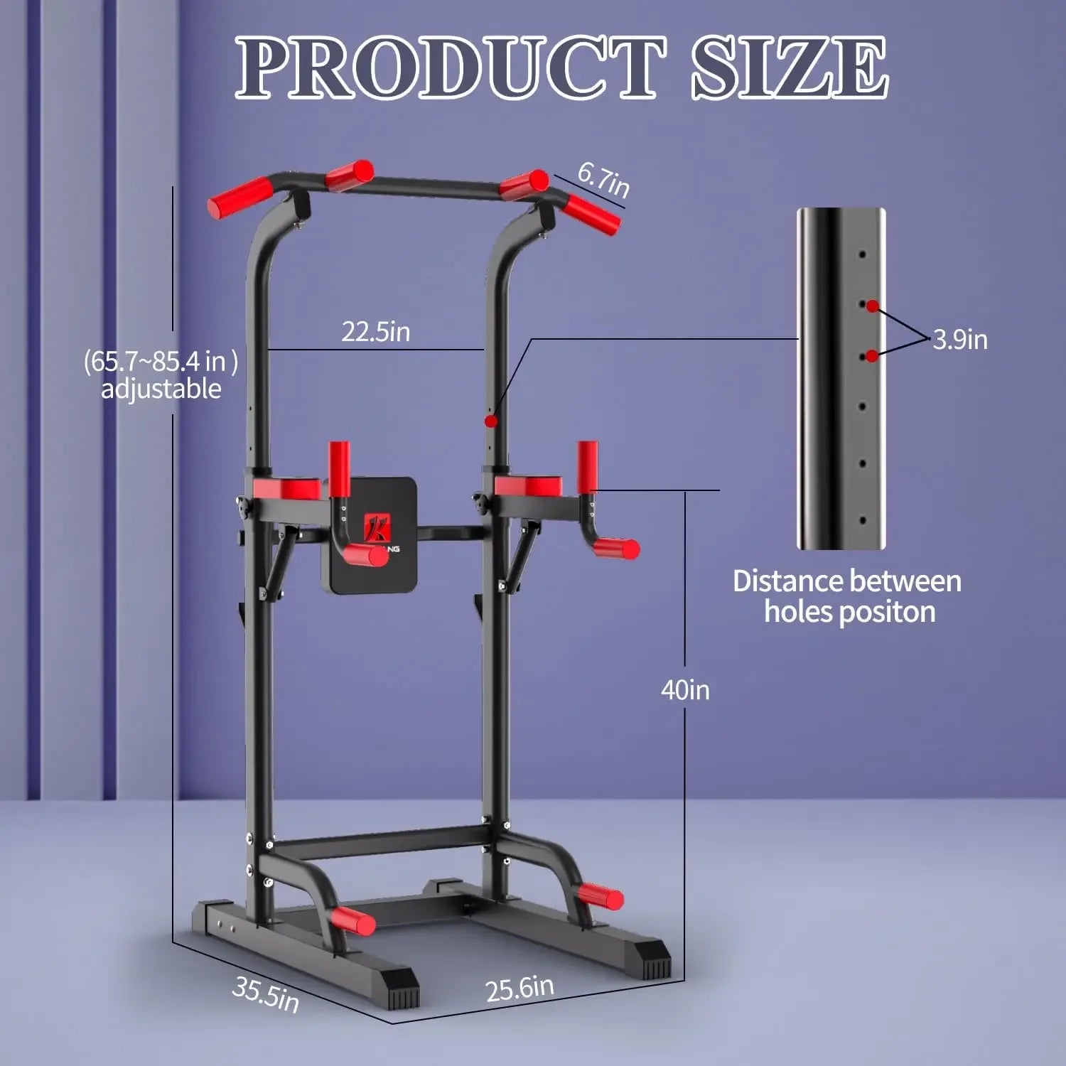 Power Tower Dip Station, Multi-Function Pull Up Adjustable Height Up 85.5" for Home Gym Strength Training Fitness Equipment, 400L