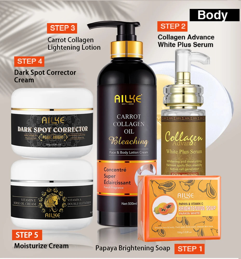 AILKE Collagen Skin Care Range, Clean Stains, Moisturizing, Whitening, Removing Freckle & Spots, Even Skin Tone-Unisex