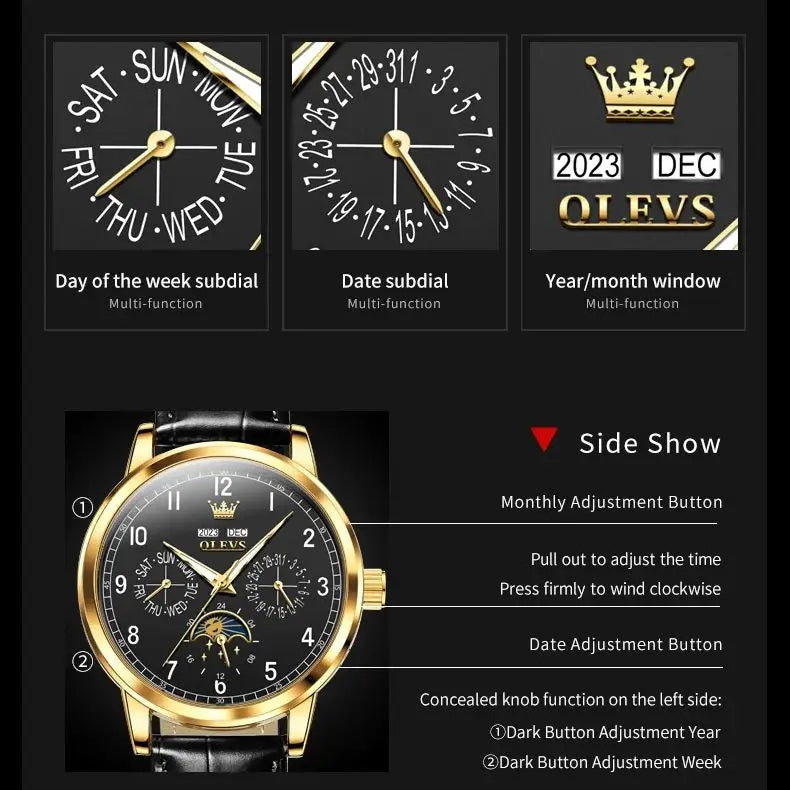 OLEVS Original Classic Fashion Stainless Steel Automatic Watch for Men - DeRae's Shop For Goods