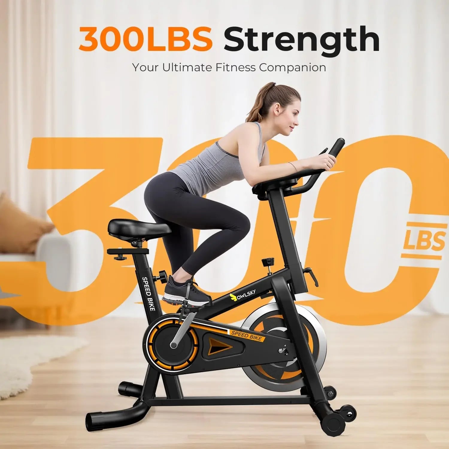 OWLSKY Exercise Bike, Stationary Indoor Cycling Bike for Home Gym with App, 300 LBS Weight Capacity & Magnetic Resistance Spin Bike with Bluetooth.