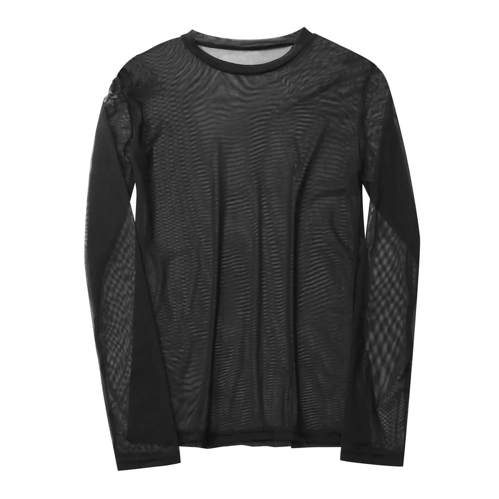 Men`s Thin Design Summer- Round Neck See Through Mesh Long Sleeve - DeRae's Shop For Goods