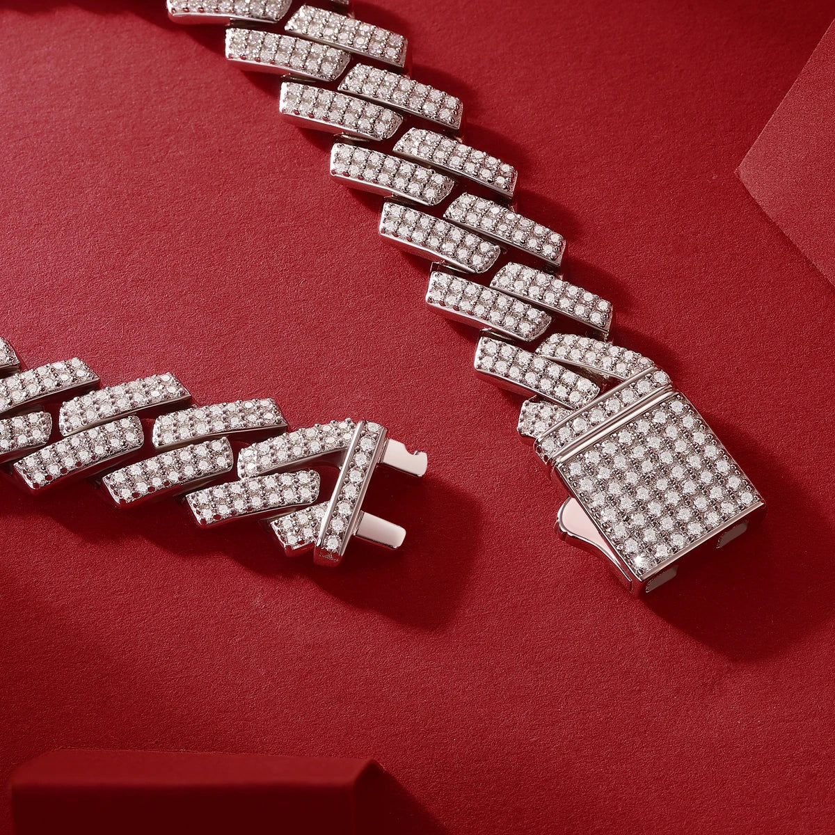 JIUZUAN Iced Out Moissanite Cuban Link Bracelet 925 Sterling Silver 18K Gold Plated Hip Hop Style for Men with GRA Certificate