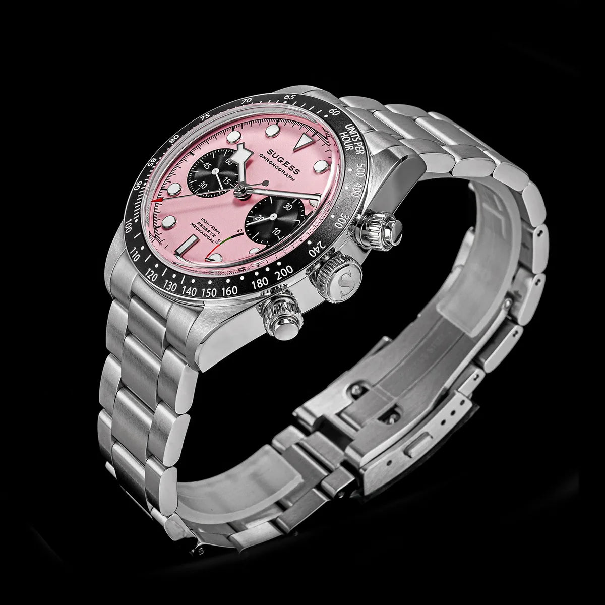 Sugess Chronograph Men`s Watch Original ST1907 Swanneck Pilot Mechanical Wristwatches with Domed Sapphire Crystal Dopamine S457-  New 2025.