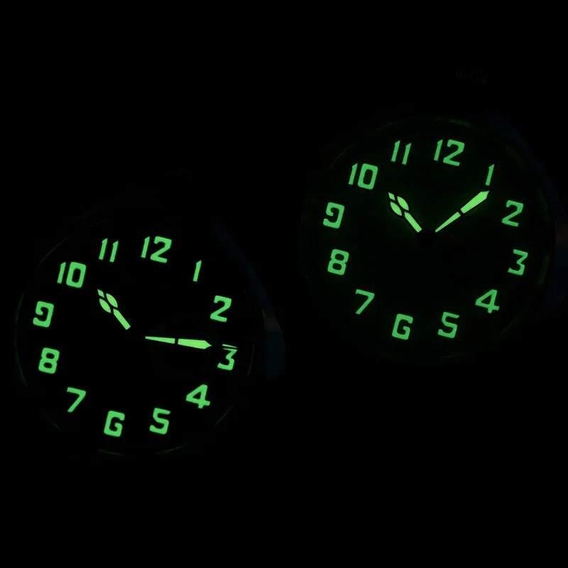 Baltany 1921 Classic ST1701 Men's Automatic Mechanical Watch- Luxury Sapphire Stainless Steel Leather Waterproof 5Bar Retro Glow