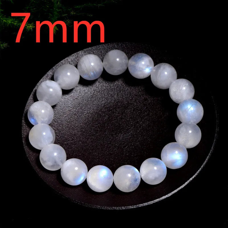 Natural Blue Light Moonstone Bracelet Round Beads- Moonstone Bracelet Unisex, Size 7mm through 14mm AAAAA