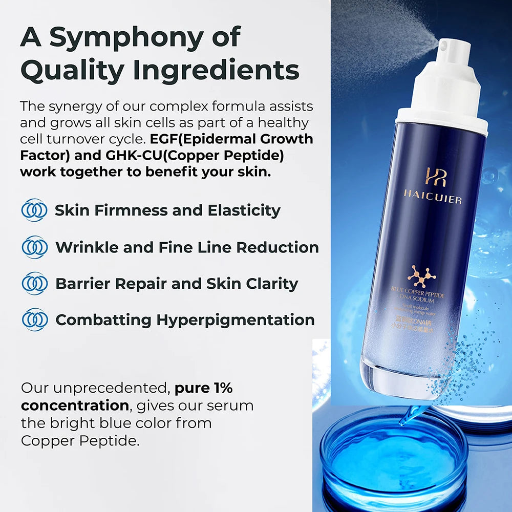Haicuier Blue Copper Peptide DNA Sodium Small Molecule Revitalizing Energy Hydrating and Moisturizing Skin Toning Serum Essence
