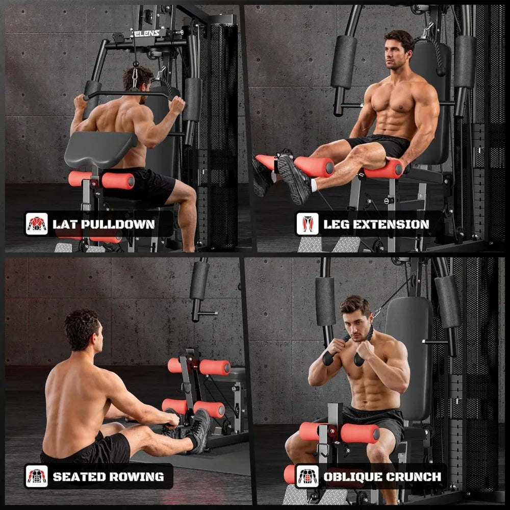 JELENS Home Gym, Multifunctional H11 Home Gym Equipment, Workout Station with 150LBS Weight Stack- Exercise Equipment with Pulley