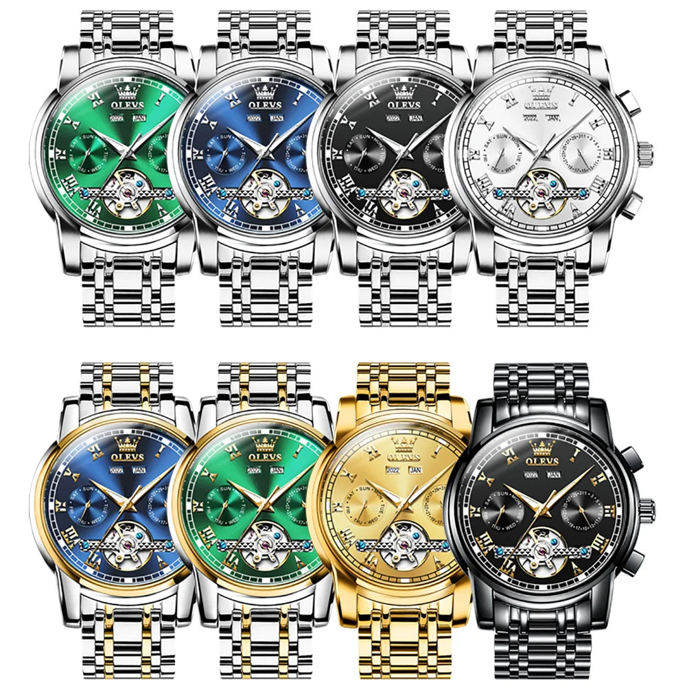 OLEVS Automatic Mechanical Men Watches - Stainless Steel and Waterproof. - DeRae's Shop For Goods