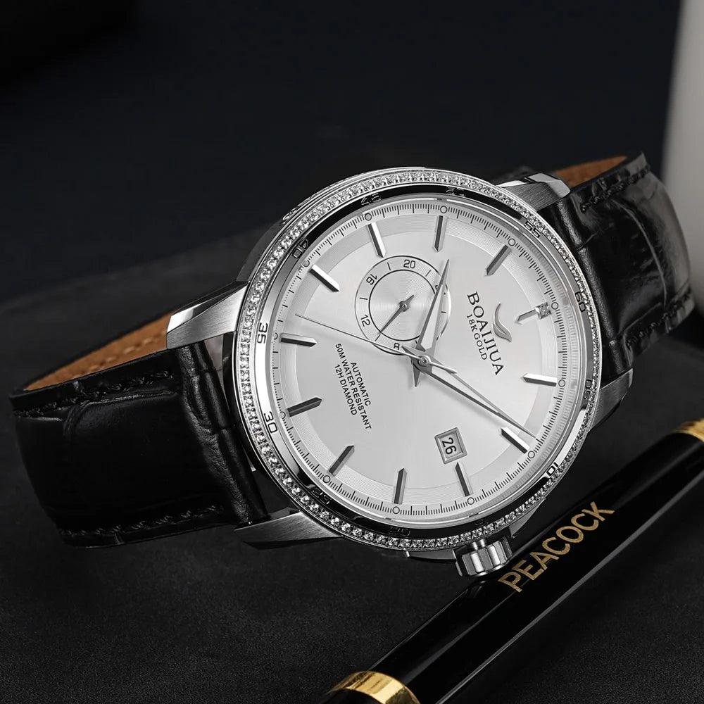 BORIAGE(BOAIJIUA) Fully Automatic Mechanical Men's Watch  50m Water Resistant  MIYOTA 8217 Automatic Mechanical Movement