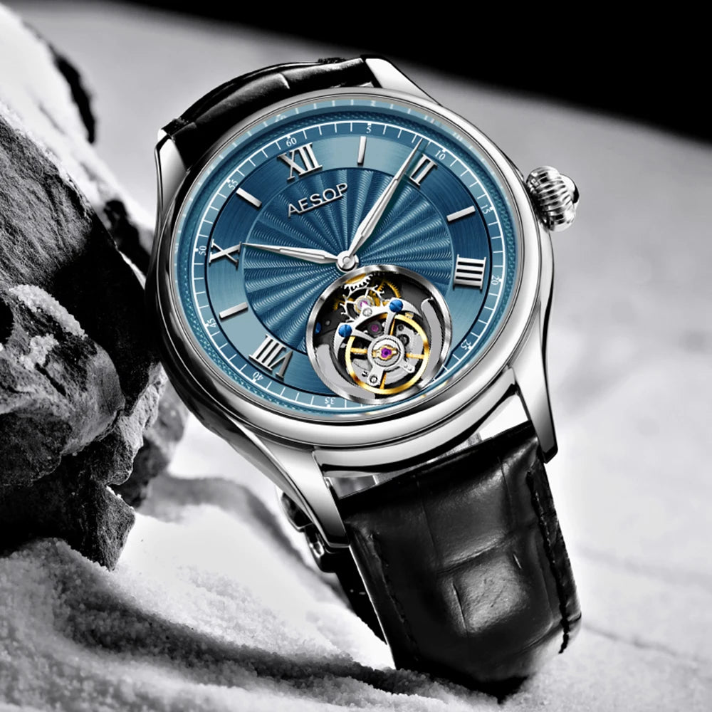 AESOP Men`s Mechanical Flying Tourbillon Movement Skeleton Watch- Men`s Luxury Clocks Diamond Waterproof 2025