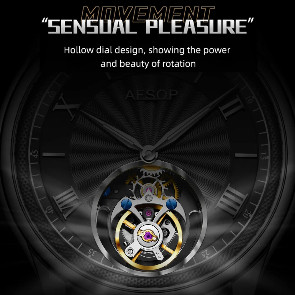 AESOP Men`s Mechanical Flying Tourbillon Movement Skeleton Watch- Men`s Luxury Clocks Diamond Waterproof 2025