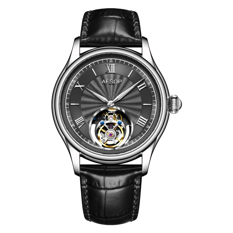 AESOP Flying Tourbillon Watch For Men- Skeleton Tourbillon Movement Mechanical Men`s Watches with Sapphire Mirror.