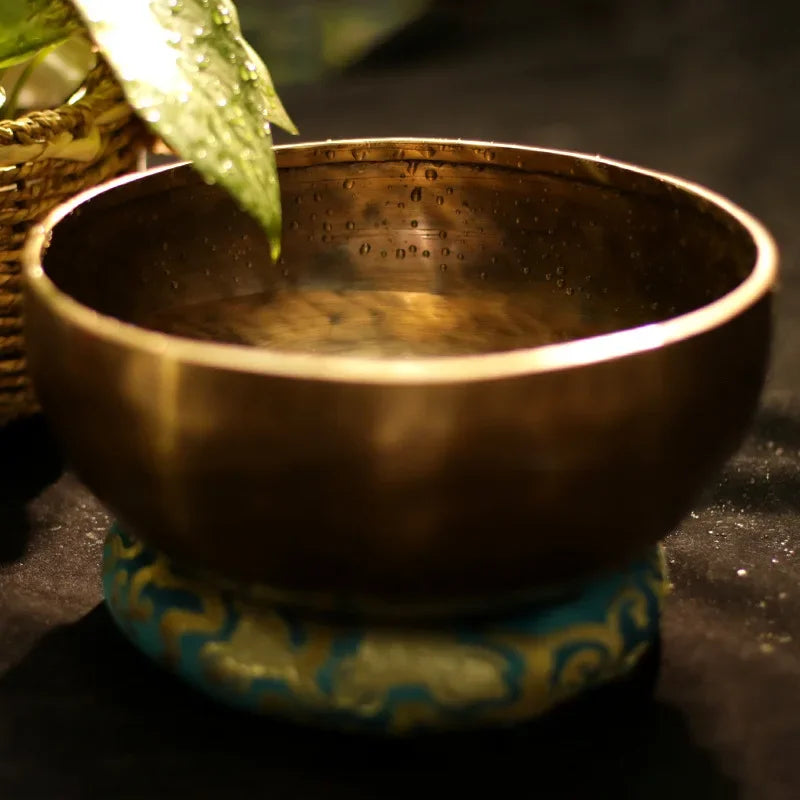 Large Tibetan Singing Malang Vintage Brass Bowl with Copper Set for Sound Healing Instrument Bonsai Meditation
