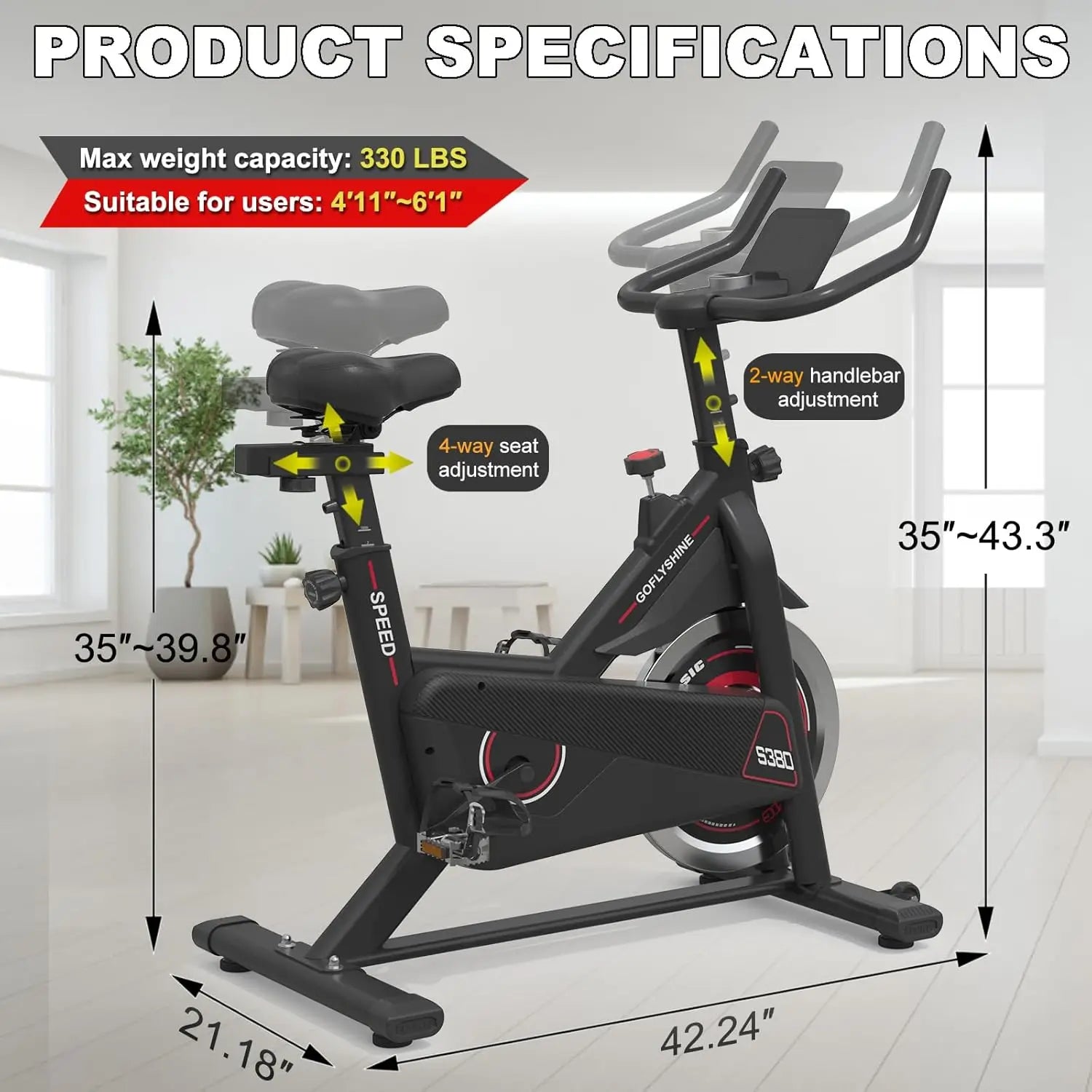 Exercise Bike Stationary- Exercise Bike for Home Indoor Cycling , Cardio Gym Workout Bike with iPad Mount & LCD Moni.