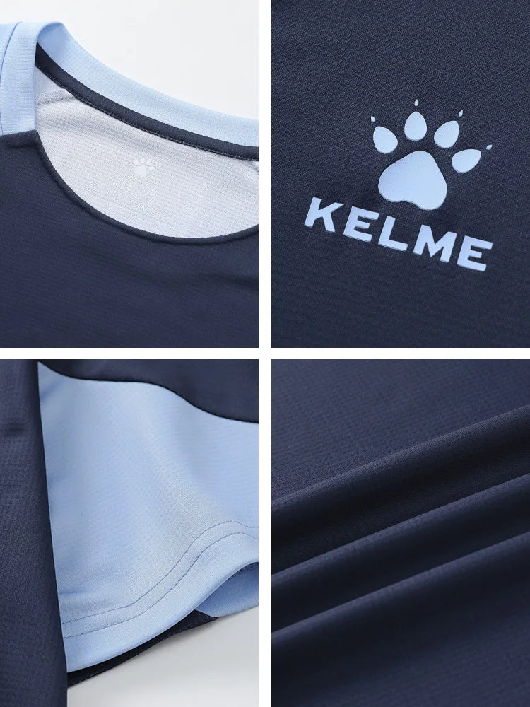 Kelme Men's Soccer Short Sleeve Gym Running Moisture Wicking Round Neck T-shirt for Training Exercise Gym Sports