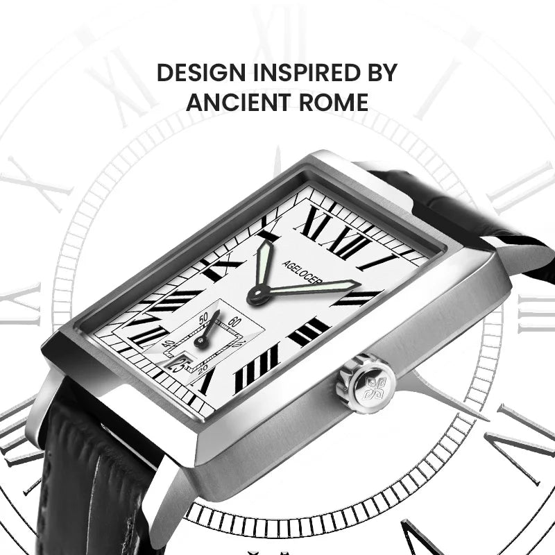 AGELOCER Original Codex Watch- Men's Square Business Formal Automatic Mechanical Watch