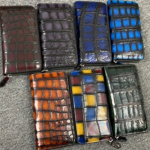 Teemzone Designer Luxury Crocodile Skin Men Long Wallets Leisure Genuine Leather Clutch Bag Lage Capacity Zipper Wallet 45