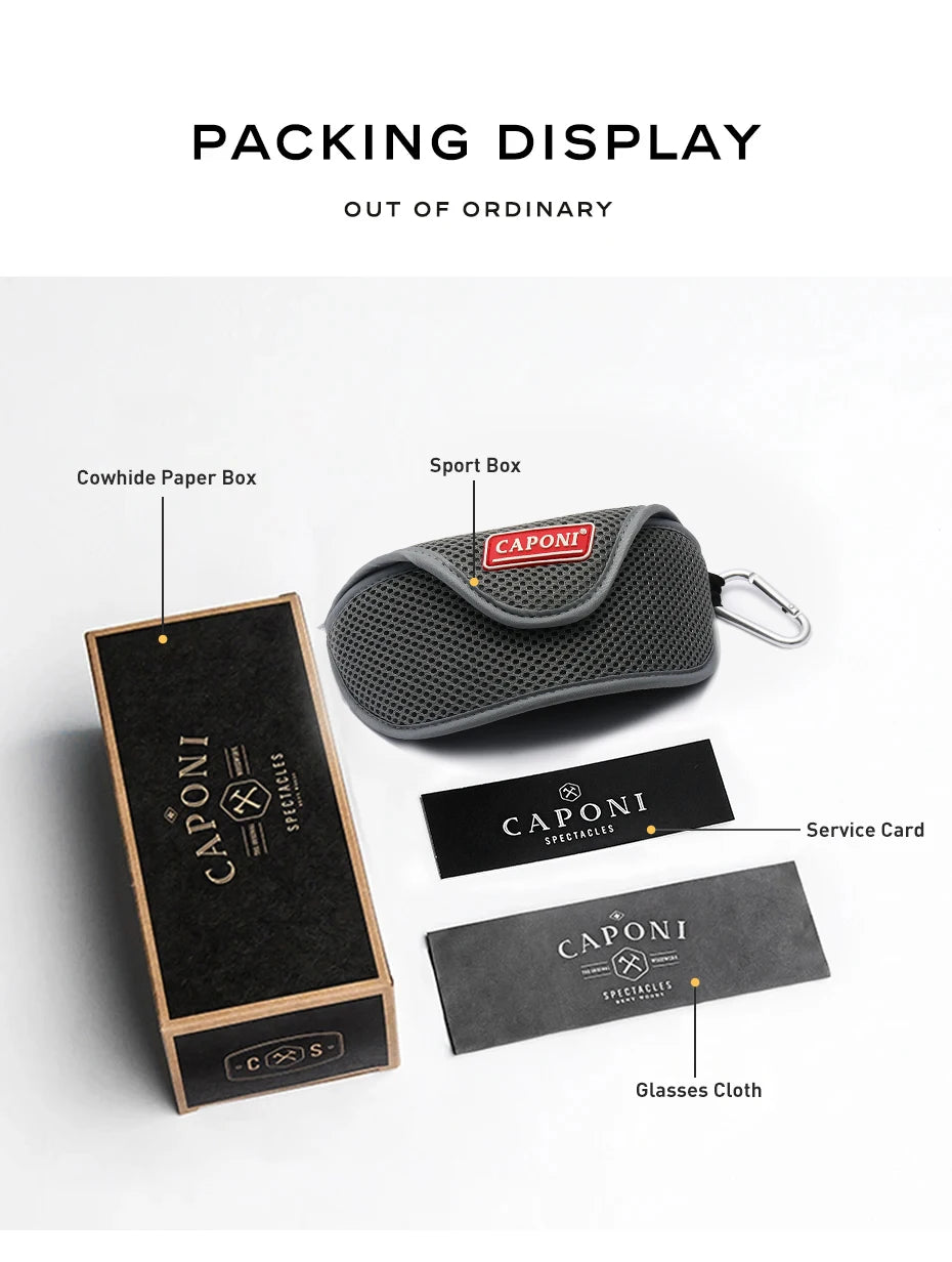 CAPONI Sports Men`s Fit Over Sunglasses- High Quality Outdoor Photochromic Sun Glasses Anti Glare UV400 Protection Shade BS34725