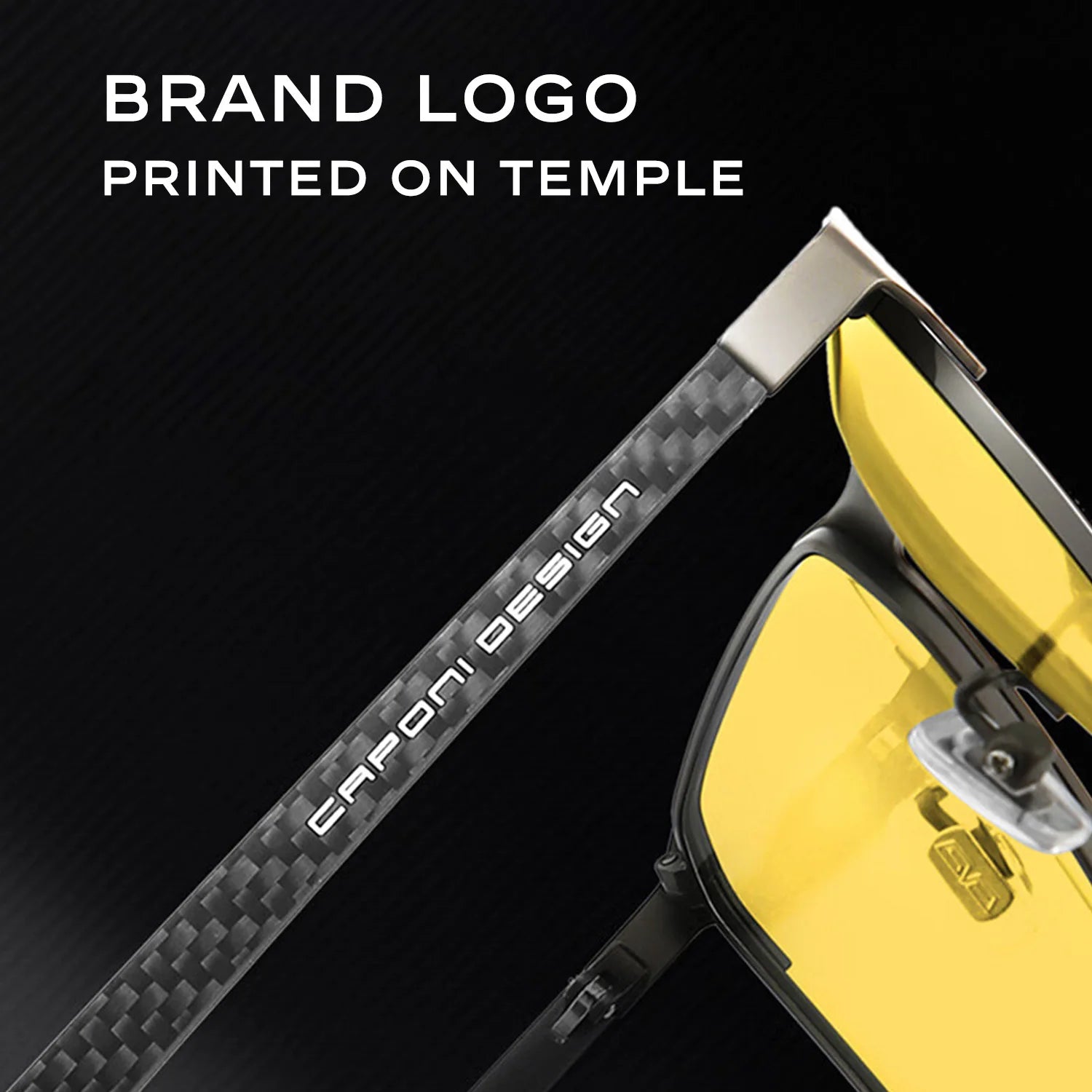 CAPONI Men’s Sunglasses Carbon Fiber Original Brand Design Yellow Glasses -Square Night Vision Sun Glasses For Driving BSYS28964